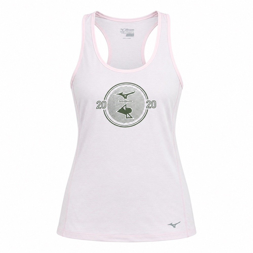 Mizuno‎ Graphic Tank Top Pink NEW Large logo yoga performance Workout racerback